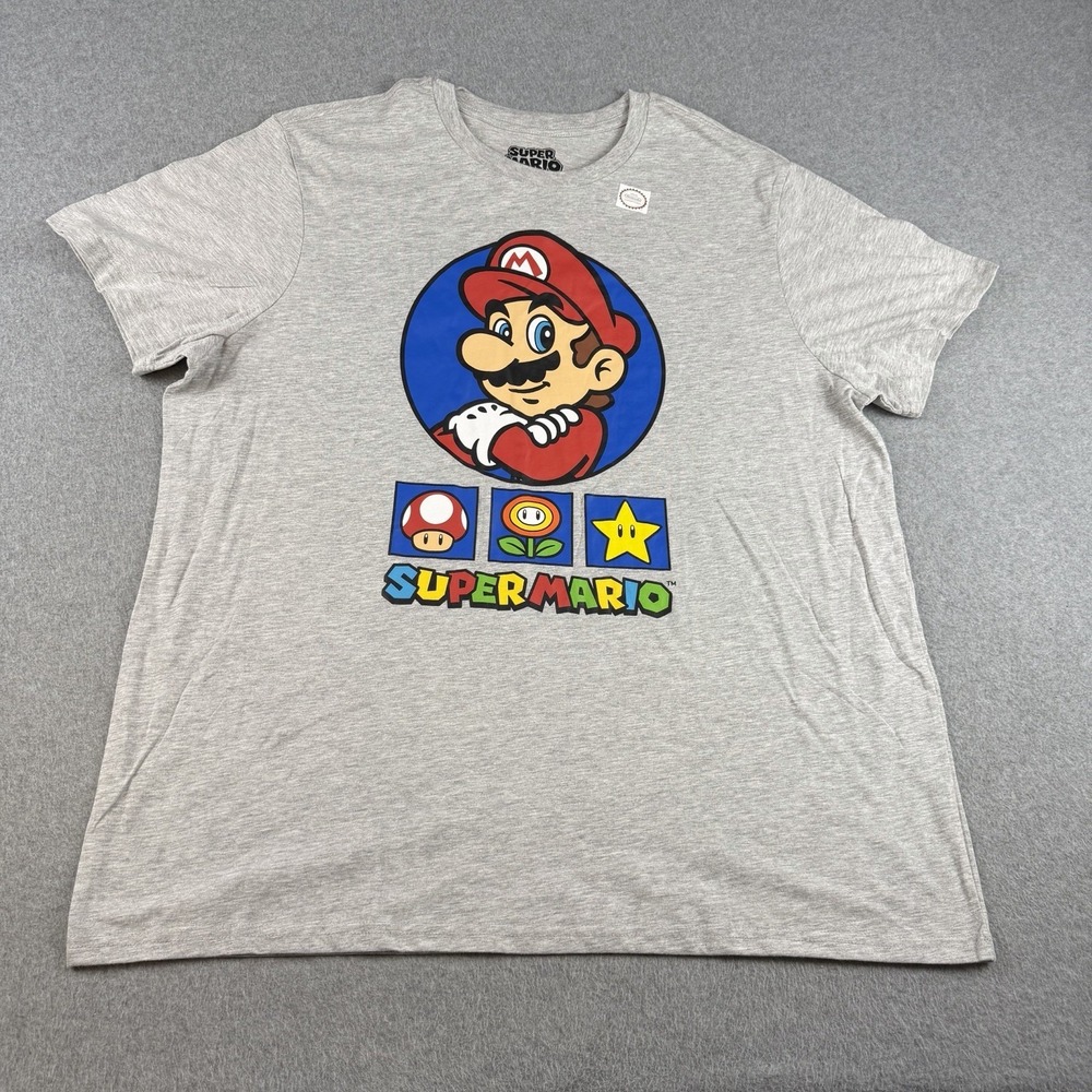 Nintendo Super Mario Graphic T Shirt XXL Gray Hybrid Apparel Licensed Gamer Tee